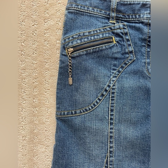 Y2K Trumpet Low Rise  Ann Taylor Loft Denim Skirt Zipper Details  Sz 6 - Picture 4 of 14